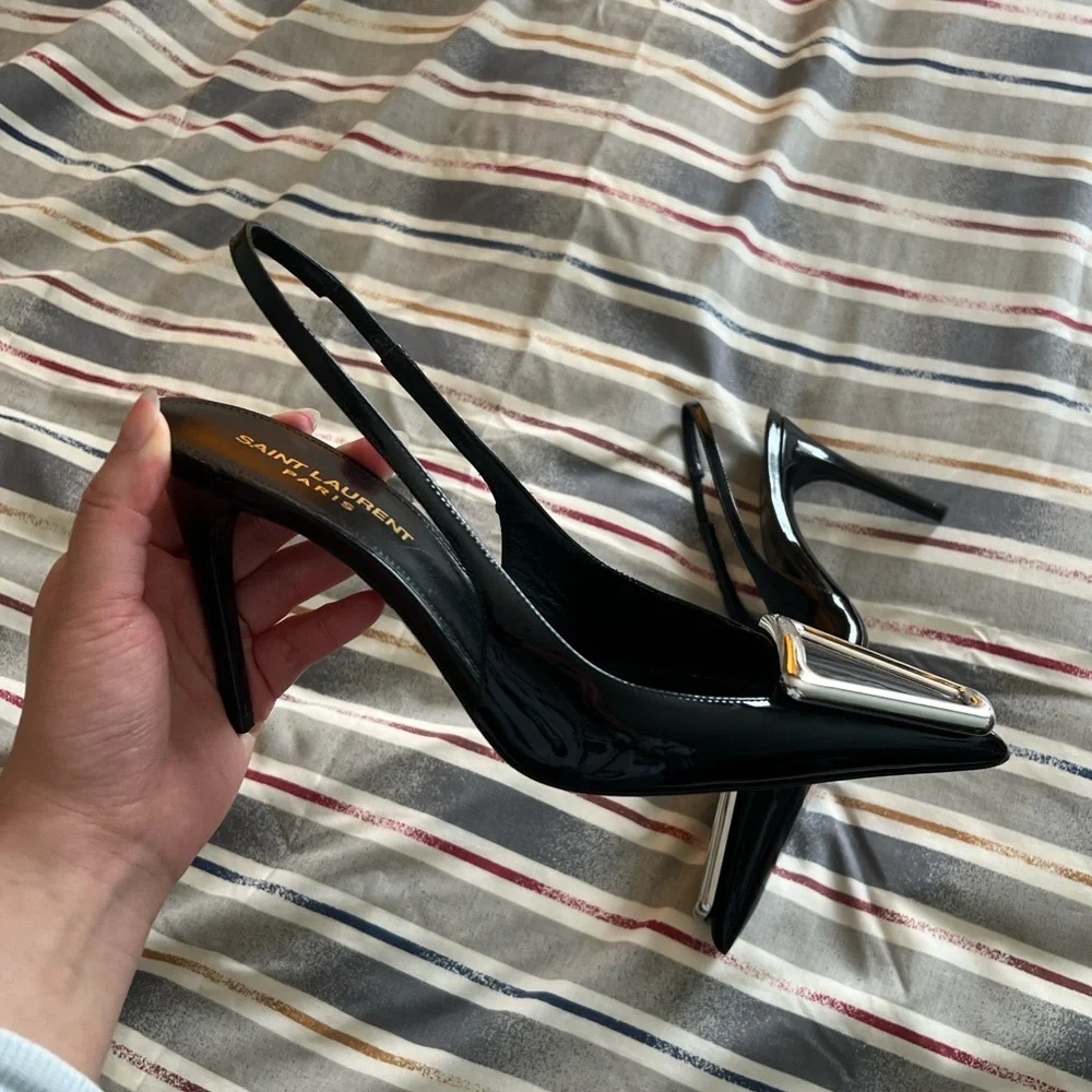 NWOT Saint Laurent Avenue Slingback Heels - Picture 8 of 9